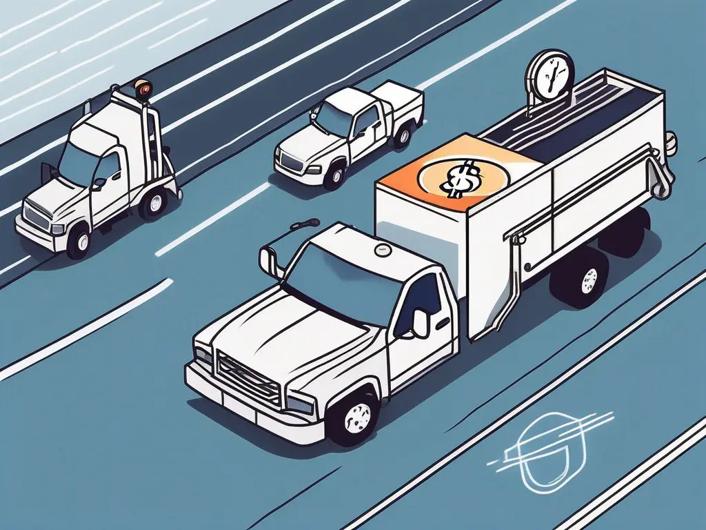 The Impact of Fuel Costs on Long Distance Towing Budgets 2 A long-distance tow truck on a highway with a fuel gauge near it