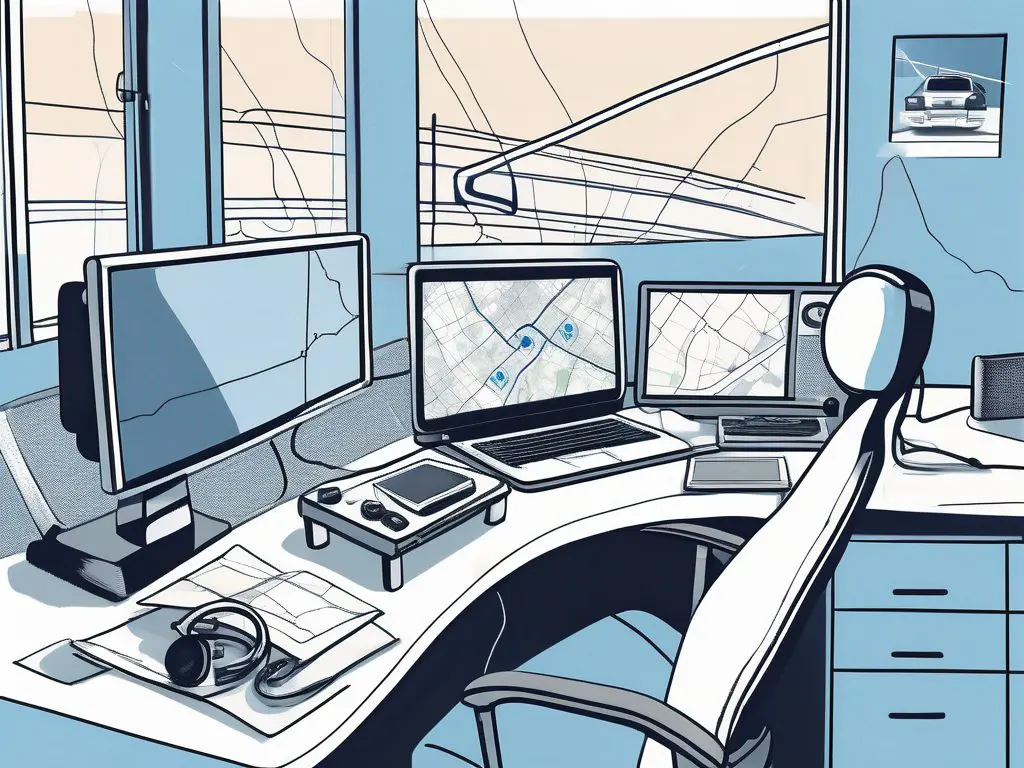 The Role of Dispatch in Long Distance Towing 2 A dispatcher's desk with a map