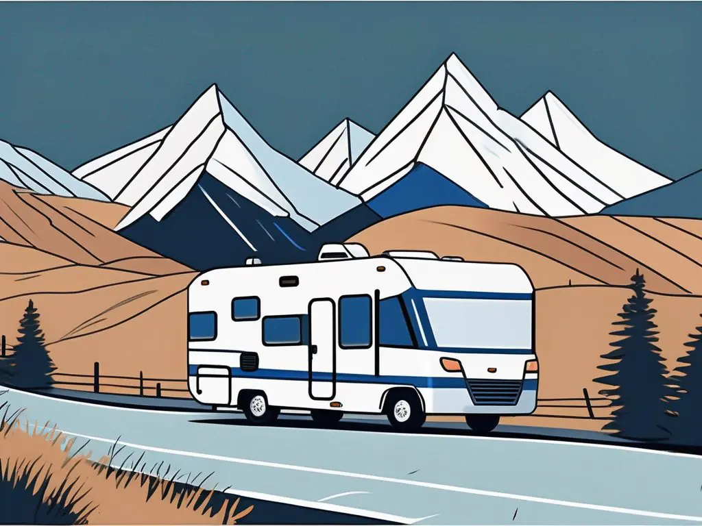Long Distance Towing for RVs and Campers 2 A large rv being towed along a scenic countryside road