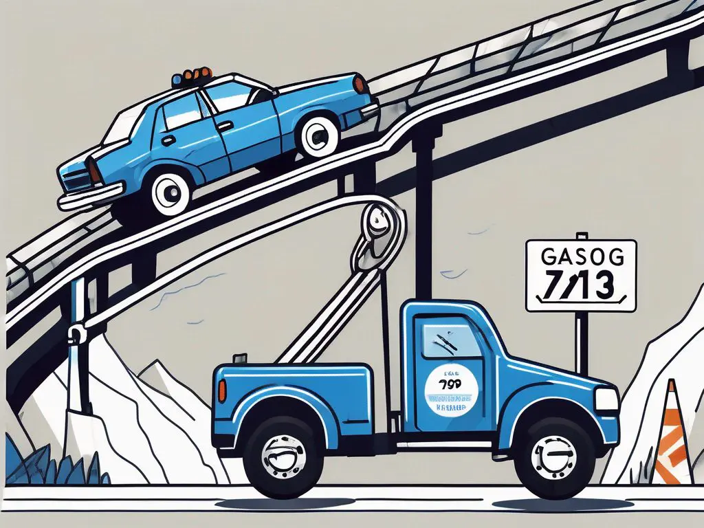 Understanding the Costs of Long Distance Towing 2 A tow truck pulling a broken-down car on a lengthy