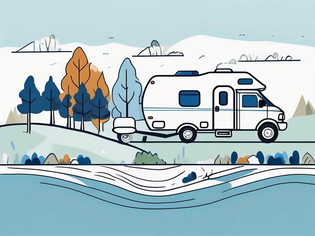 Seasonal Tips for Long Distance Towing 2 A truck towing a caravan through a scenic landscape