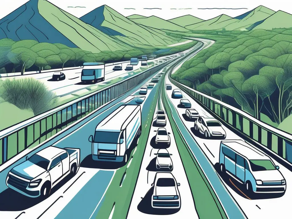 The Environmental Impact of Auto Transport 2 A highway filled with various types of vehicles