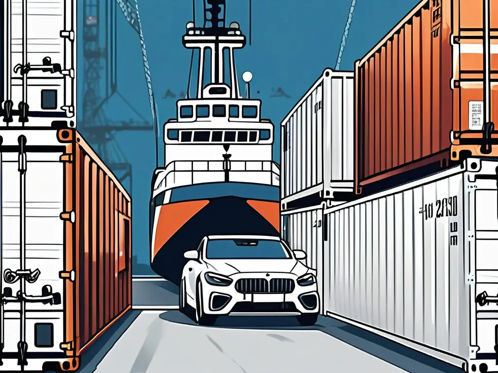 How to Ensure Compliance with Car Shipping Regulations 2 A car being securely loaded onto a shipping container