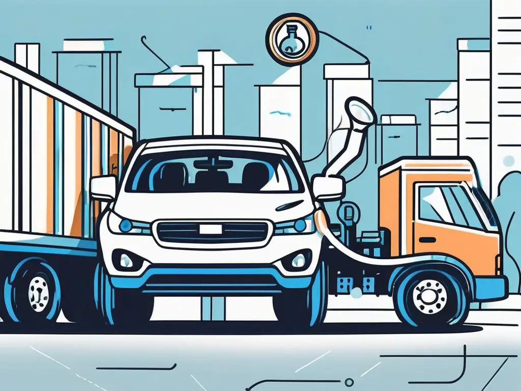 How to Avoid Hidden Fees in Car Shipping 2 A car being loaded onto a shipping truck with magnifying glass hovering over it