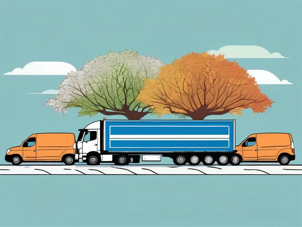 Seasonal Considerations for Car Transport Services 2 A car transport truck on a road that is split into four sections