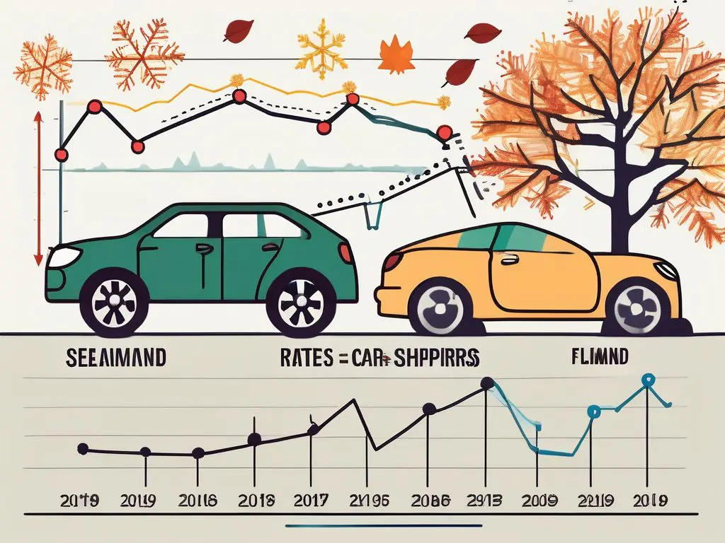 The impact of seasonal demand on car shipping rates 2 An infographic-style depiction of fluctuating car shipping rates throughout the seasons
