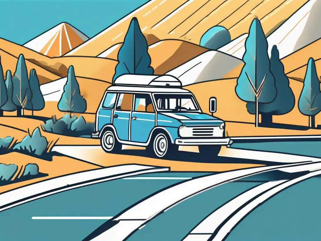 How to prepare your vehicle for long distance transport during summer 2 A sunny landscape with a well-maintained vehicle surrounded by essential summer transport items like a sunshade