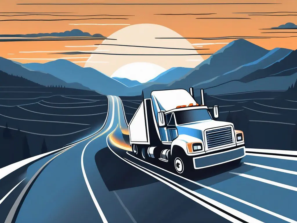 The importance of trustworthiness in long distance towing services 2 A sturdy tow truck against a backdrop of a winding highway