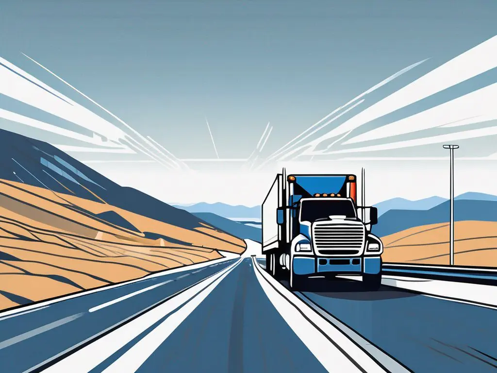 The role of professional drivers in long distance towing 2 An expansive highway scene featuring a heavy-duty tow truck in action