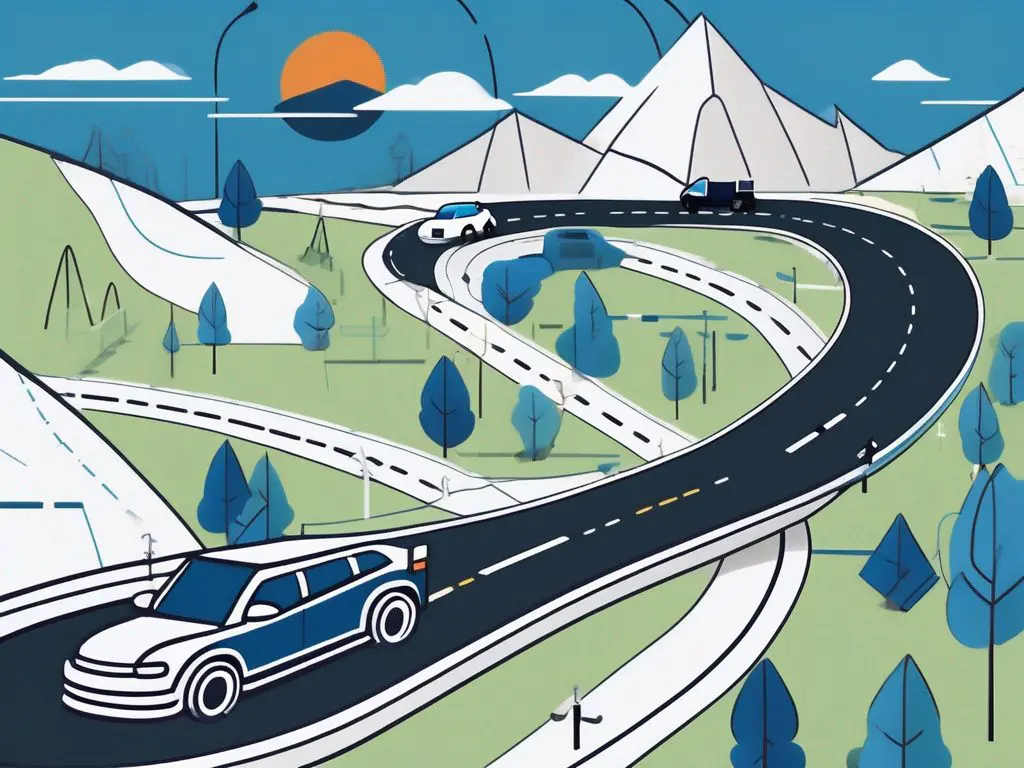 How Long Does Auto Transport Take 2 An animated map featuring a winding road with a car and a transport truck