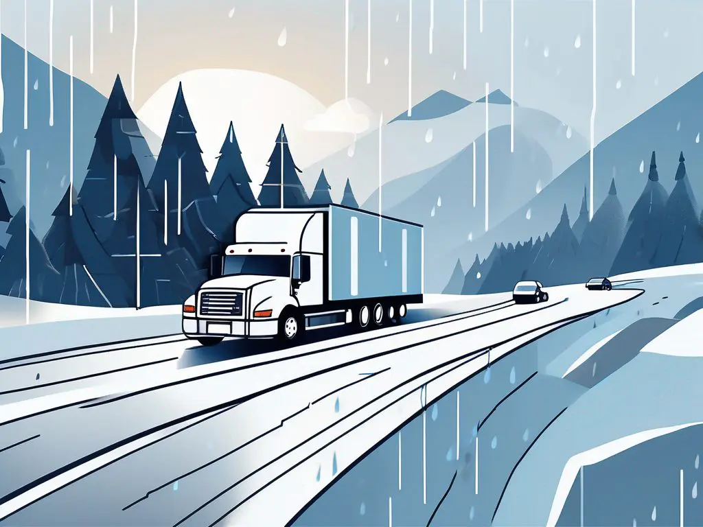 How Weather Impacts Auto Transport Services 2 A transport truck navigating through varying weather conditions