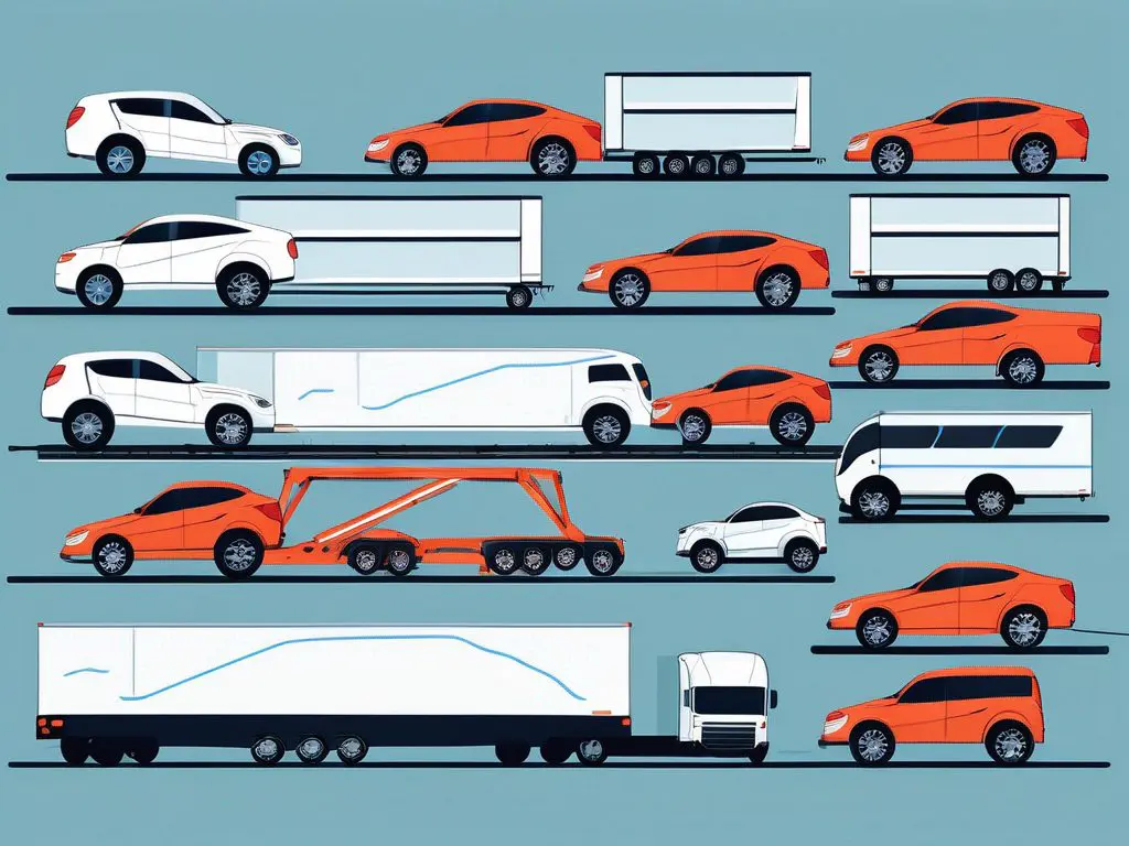 The Difference Between Open and Enclosed Auto Transport 2 An open auto transport truck loaded with vehicles on one side