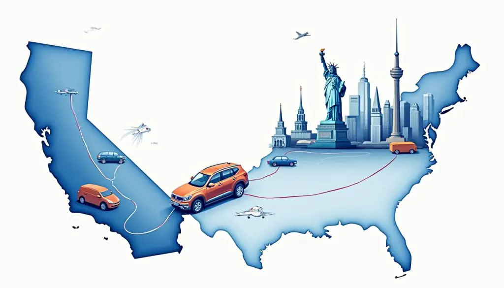 Shipping Car from California to New York: A Complete Guide 2 A detailed map highlighting the route from california to new york