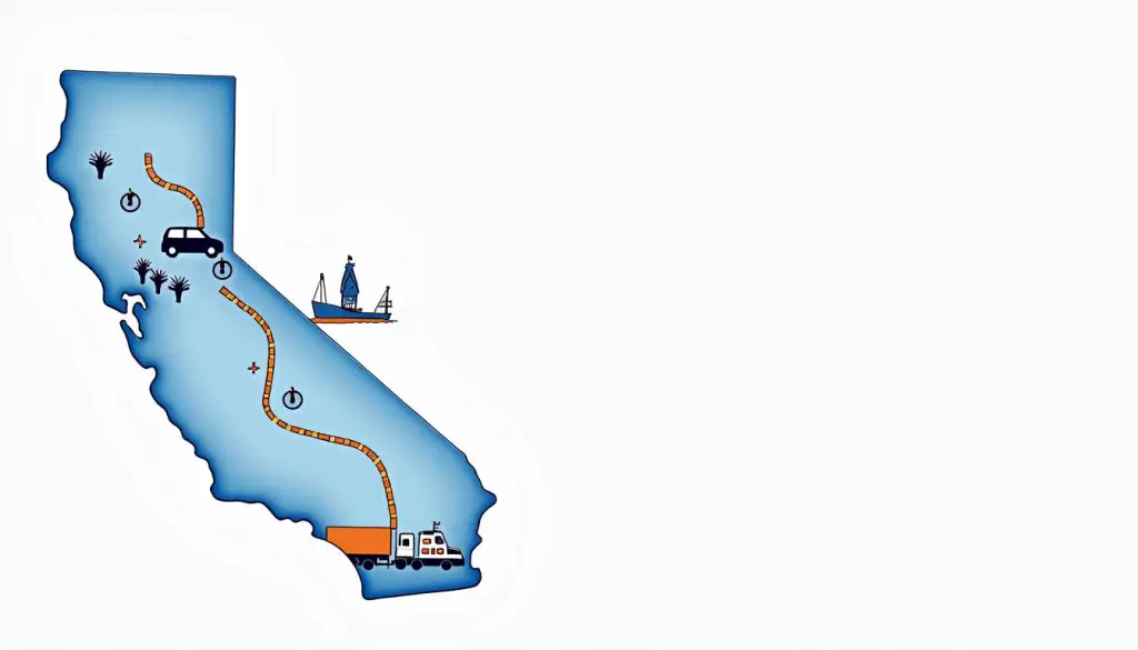 How to Ship a Car from New Jersey to California: A Complete Guide 2 A stylized map highlighting the route from new jersey to california