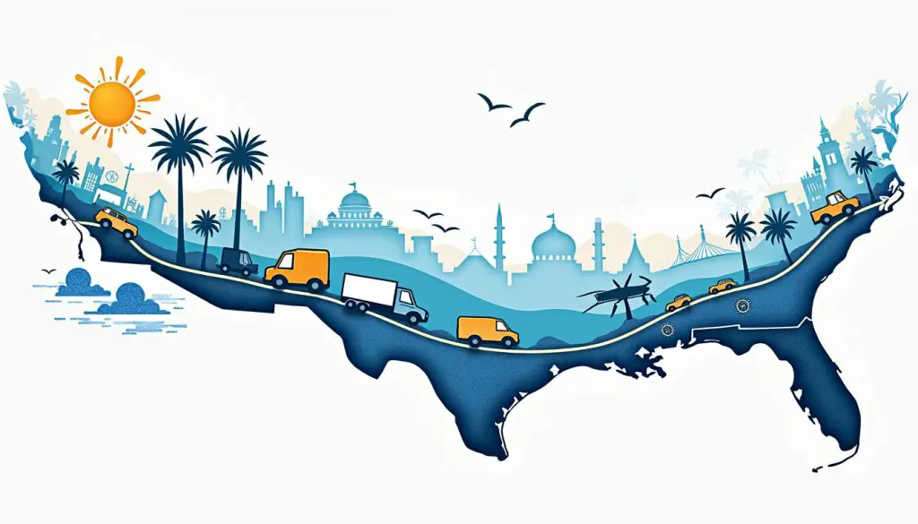 Car Transport California to Florida: A Comprehensive Guide 2 A vibrant map showcasing the route from california to florida